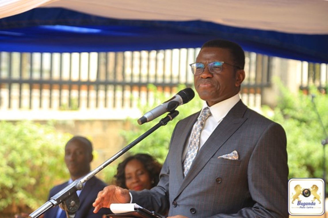 Katikkiro addressing the employees of Buganda Land Board during his official visit Katikkiro addressing the employees of Buganda Land Board during his official visit